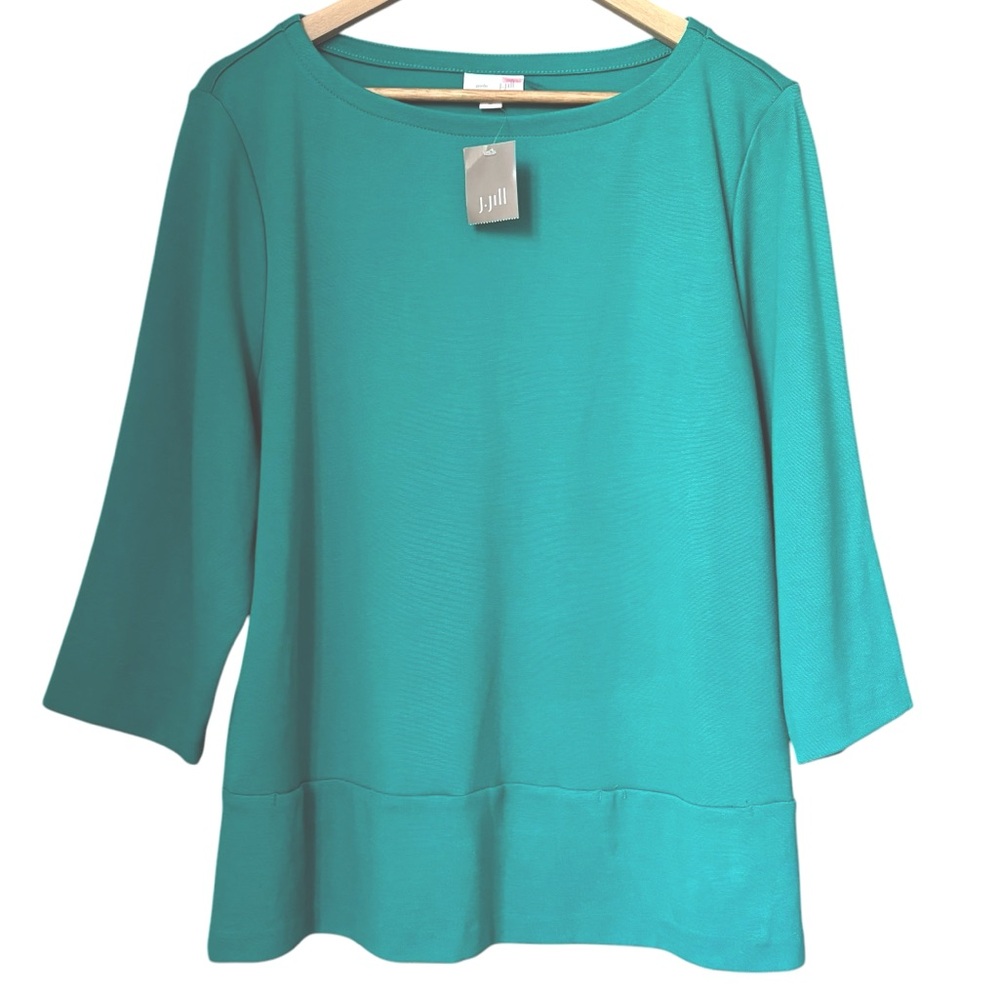 NWT J. Jill Ponte Knit Tunic Top Size XL Career Casual Teal Stretch